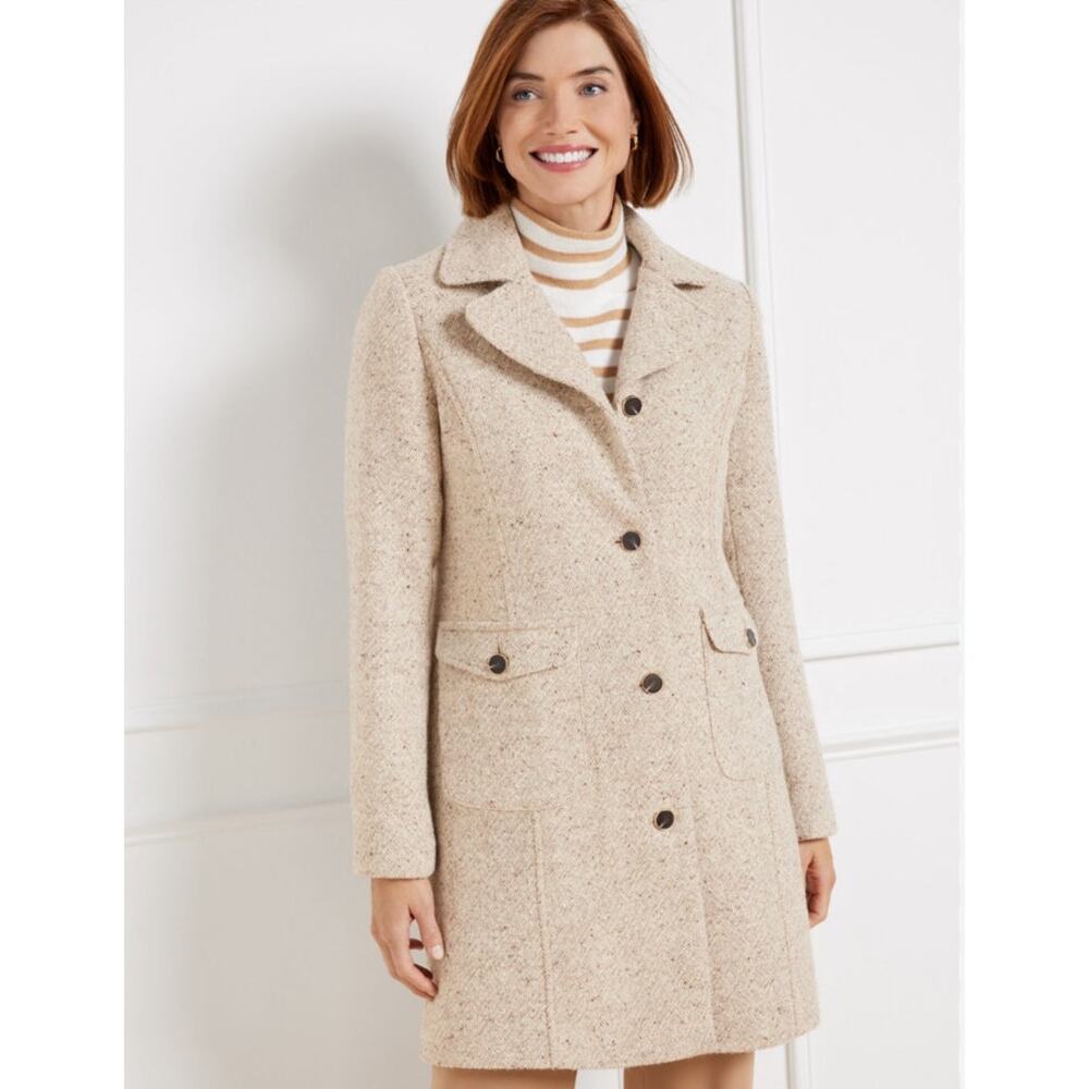 NWT Talbots Donegal Coat Peacoat Wool Tweed Button Down Womens Plus Size 3X Tan